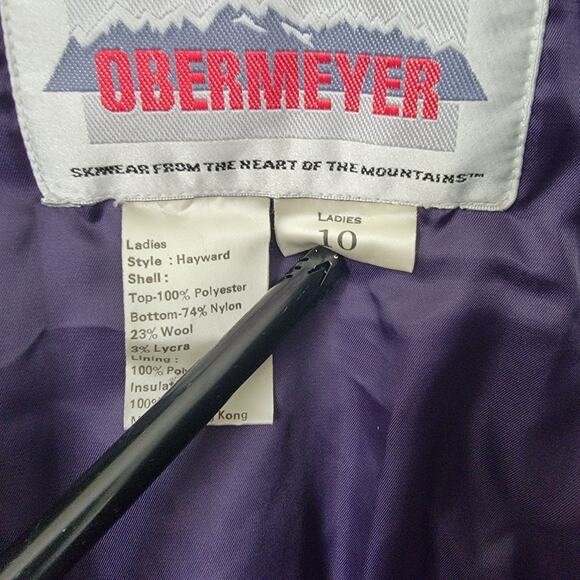 Obermeyer Snow‎ Suit Skiwear Purple Women Sz 10 Hayward Wool Blend Thick Stirrup - Picture 16 of 16